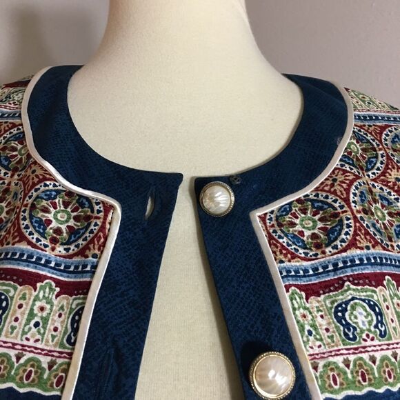 Adriana Papell Boho Pasley Blazer Size Large - Picture 8 of 13